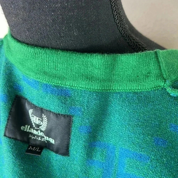 Ell and Emm Women’s Green Royal Blue EE V-Neck Cardigan Sweater Jumper Size M/L - Picture 12 of 14